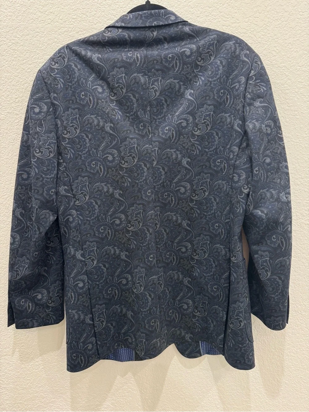 U.S. Polo Assn. Men’s 40R Paisley Knit Sport Coat Blazer Blue Stretch 2 Button
